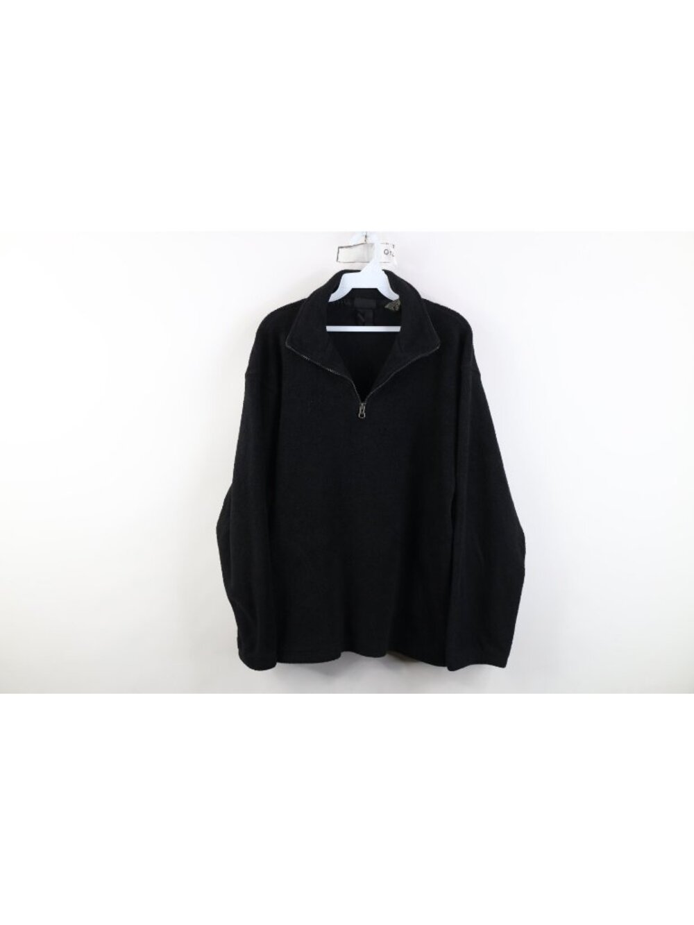 Vtg 90s Streetwear Mens Large Faded Blank 1/4 Zip Fleece Pullover Sweater Black